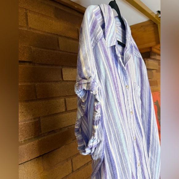 Striped Blue and White Women’s Shirt - Picture 7 of 7